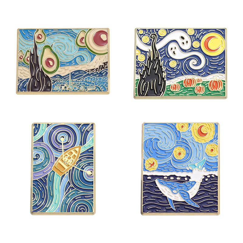 4-7pcs Sets Cartoon Anime Boy and Fox Enamel Pins Cowboy Girl Cute Animal Brooches Lapel Badge Art Oil Painting Jewelry Gifts