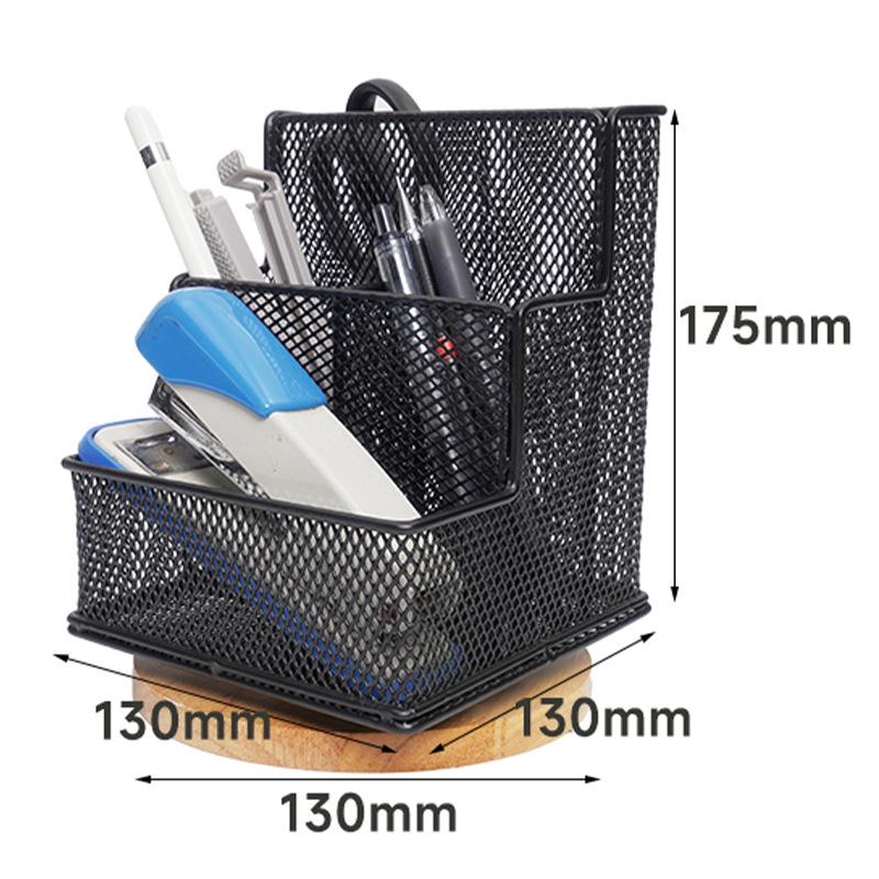 

Iron mesh four-grid multi-functional storage pen holder product storage rack Multifunctional rotating storage net bucket чорний