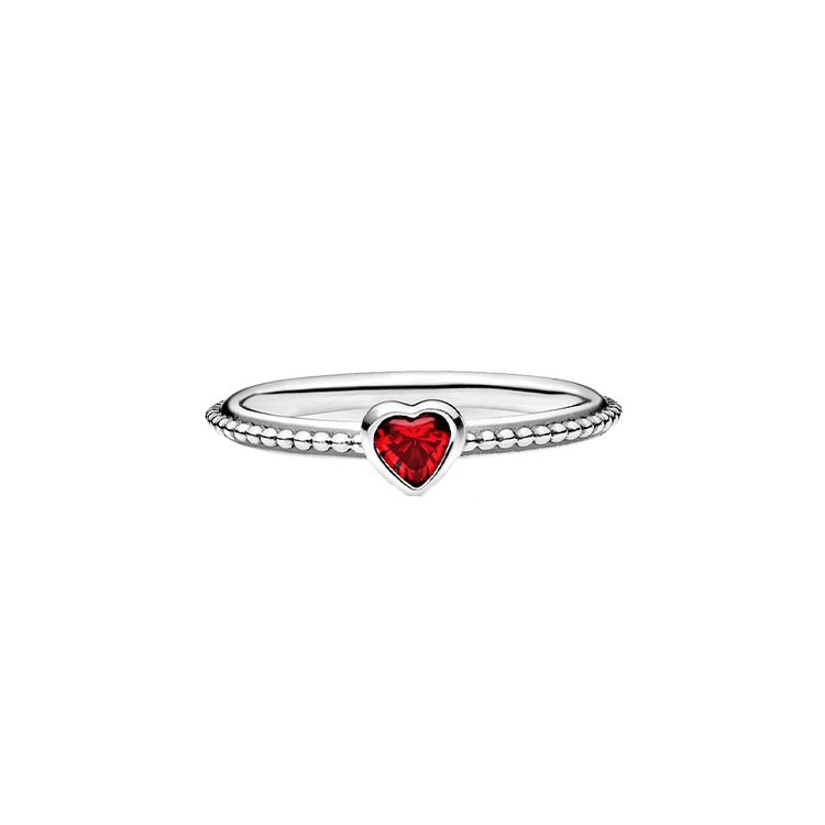 Pandora Red Heart 925 Silver Ring Women ring 190896SG 52