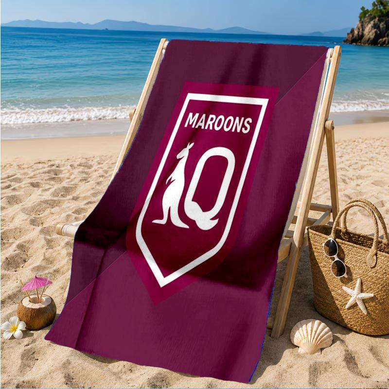 Australien Maroons Rugby Team Emblem Strandtuch, Schnelltrocknend, Pflegeleicht, Geeignet für Fitness und Strandurlaub, Sport-Essential