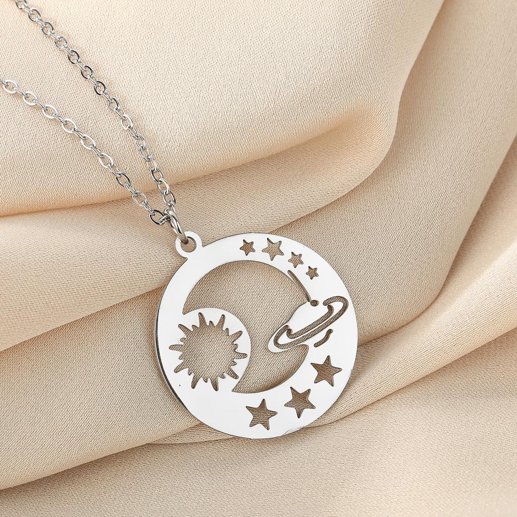 Kinitial Raindrop Cloud Whale Ghost Hand Flower Horse Meditation Moon Stainless Steel Pendant Necklace For Women Jewelry Gift