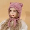 Roztomilá pletená čepice do uší pro kočky Y2K Fashion Háčkovaný chránič uší Vlněná čepice Dámská Zimní zateplená pulovrová čepice Girl Wrap Head Bonnet Beanies