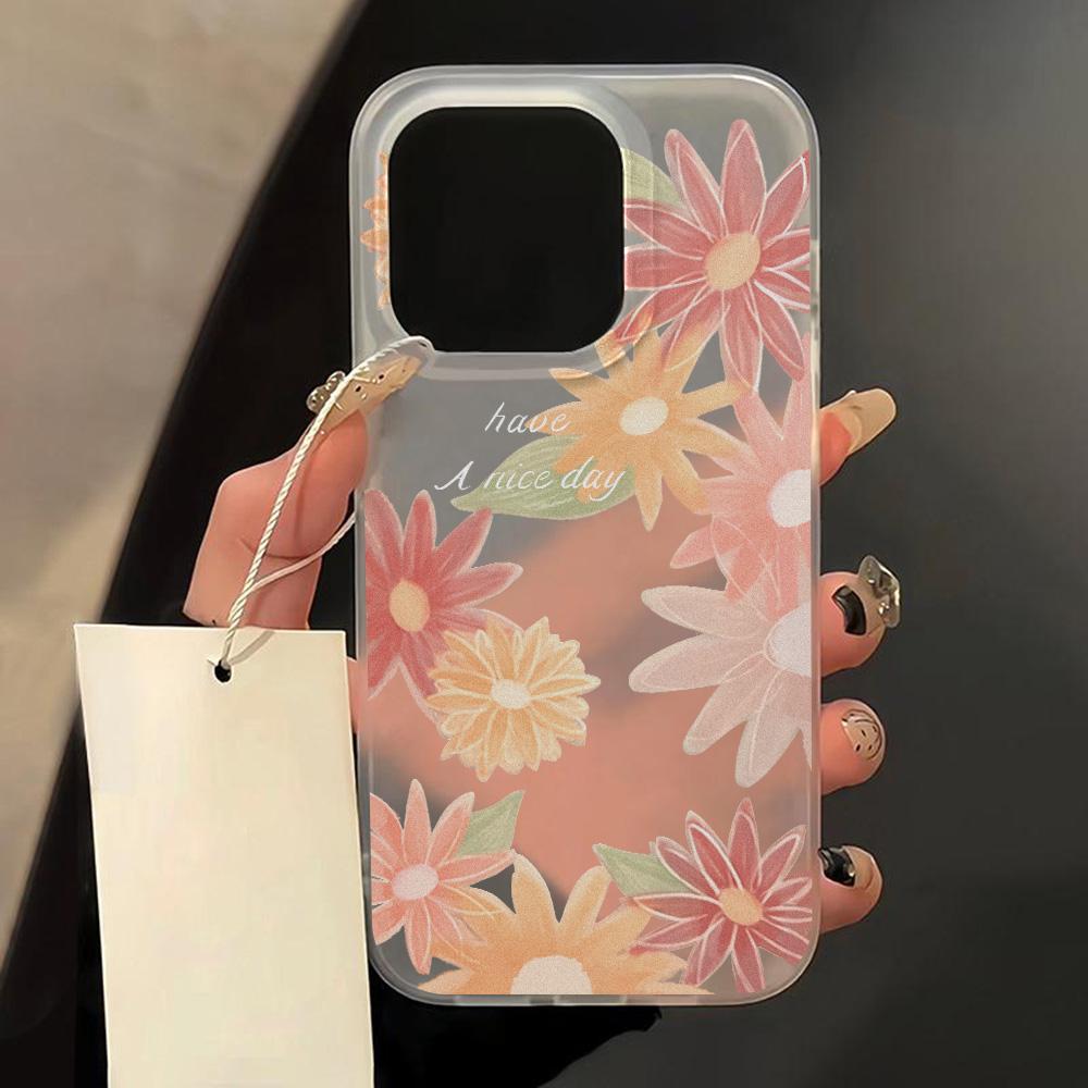 Soft TPU Matte Phone Case for iPhone 13 Funda iPhone 16 Pro Max 15 11 14 Plus 12 Mini 16promax 13promax Flower Transparent Cover
