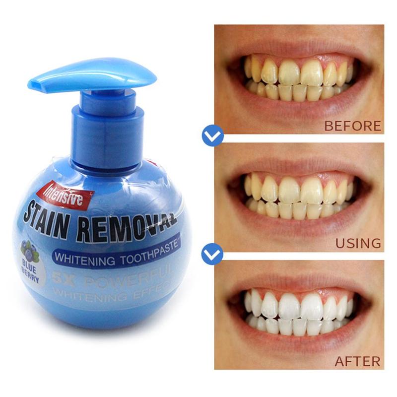 220g Teeth Whitening Toothpaste Blueberry Stain Fight Removal Gums