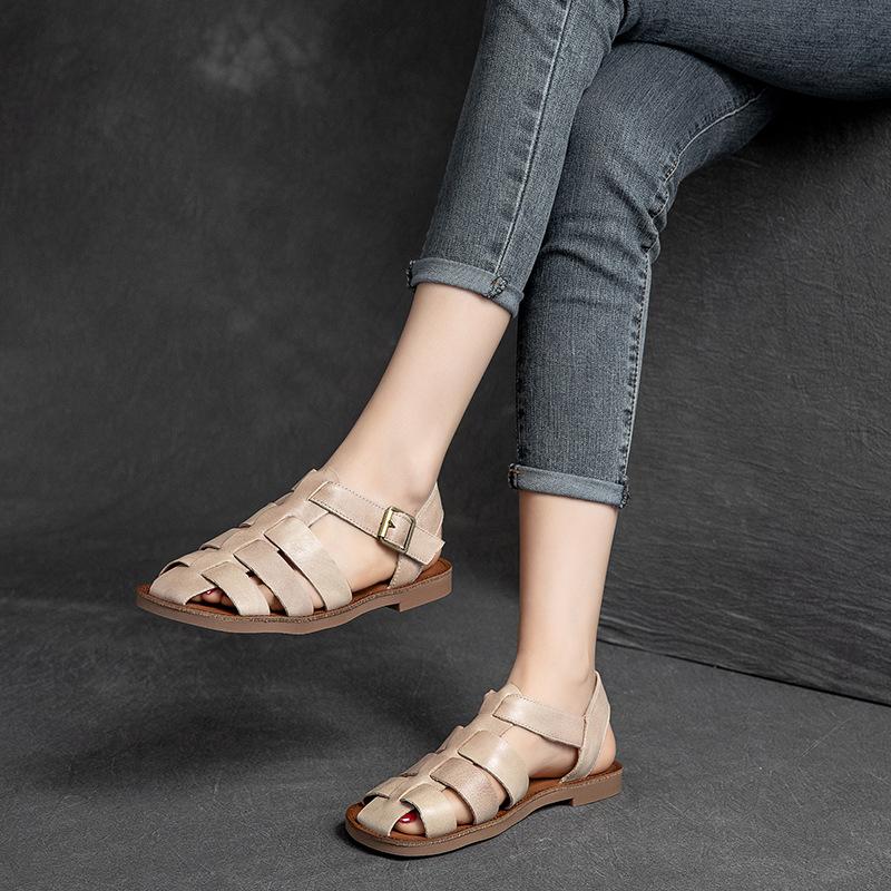 Fashion GKTINOO 2025 New Women Sandals Real Leather Summer Shoes Women Roman Fashion Daily Vacation Female Footwear Size 35-40