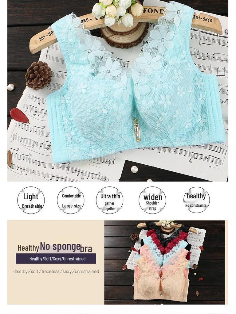 Plus Size Lace Full Cup Bra - Slimming Vest Style for Large Busts