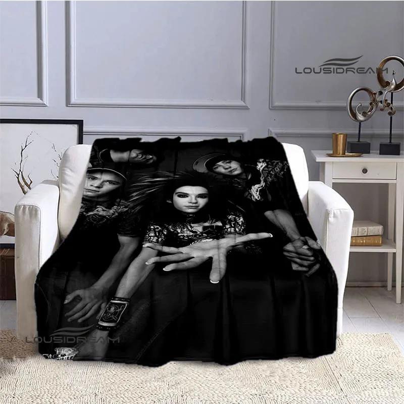 Coperta stampata retrò della band Tokio Hotel, coperta calda in flanella morbida e confortevole, biancheria da letto per casa, viaggio, regalo di compleanno