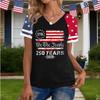 1776 0 2026 Women's Casual V-Neck Short Sleeve Pullover T-Shirt Independence Day Print