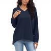 Women S Casual Solid V Neck Long Sleeve Pullover Sweatshirt