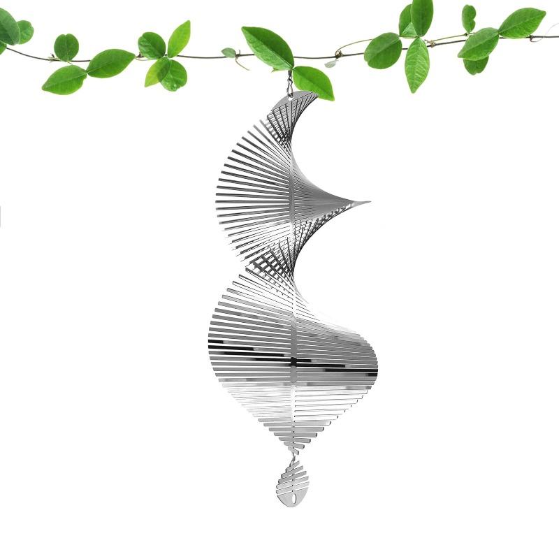 Creative Metal Spiral Wind Spinner - Silent 3D Tornado Wind Chimes - Outdoor Garden & House Decoration Bird Scare