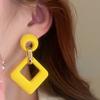 1 Pair Geometric Drop Earrings Square Hollow Design Earrings Lightweight Deform-resistant Jewellery Gift for Mom Sister Girlfriend