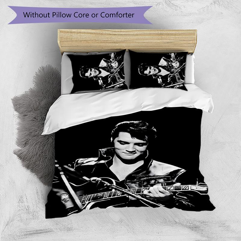 Elvis 3pcs Bedding Set Duvet Cover Closure Includes 1 Duvet Cover & 2 Pillowcases for All Seasons Bedroom Home Dorm Decor