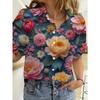 Hawaiian Womens Shirts Short Sleeve Button Floral Rose Printed Tops Casual Beach Shirts Summer New Sunflower Blouse Women's Tops