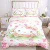 3pcs Petals Hello Kitty Quilt Cover Set (1 Quilt Cover + 2 Pillowcases Without Pillow Core), High-Definition Printing for Home and Dormitory.W075