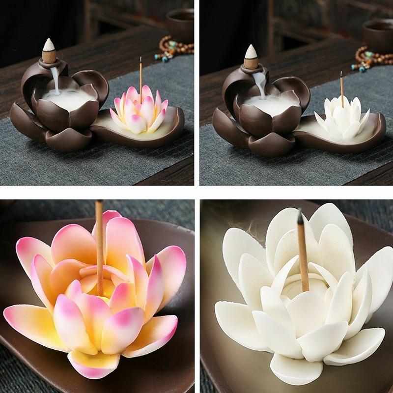 Lotus Rauch Weihrauch Brenner Rückfluss Weihrauch Brenner Wasserfall Fluss Handwerk Halter