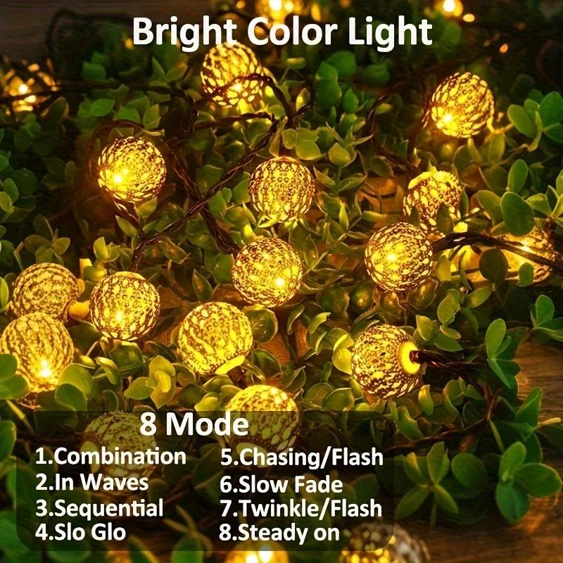 Outdoor Solar Moroccan Ball String Light 30/20 LED Waterproof Fairy Light 8 Mode for Garden Fence Courtyard Christmas Decor Lamp