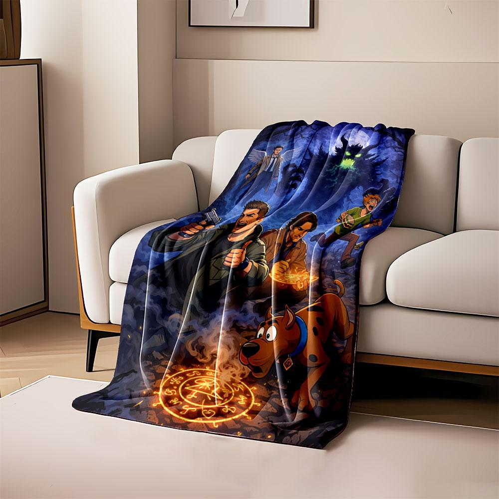 

A glowing rune circle confronts a supernatural monster under a full moon. for all seasons blanket lunch break throw gift 80cm x 120cm