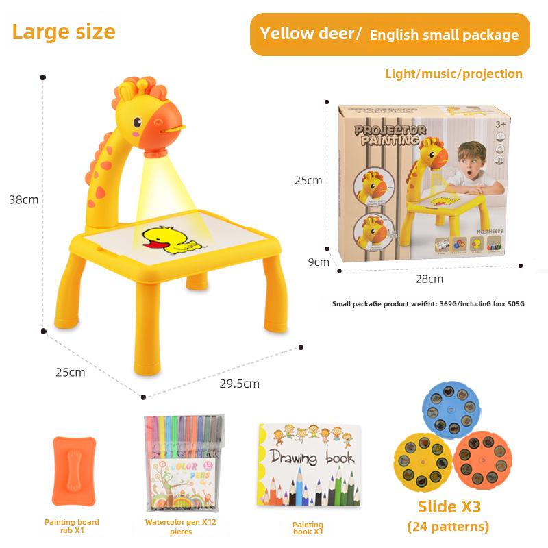 Deer-Shaped Projection Drawing Table with Sound & Light - Children's Graffiti and Writing Toy Set