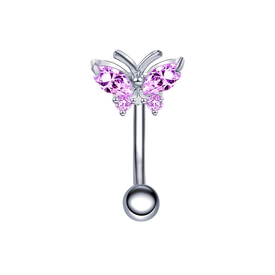 Bauchnabelring aus Edelstahl mit Zirkonia-Einlage, Körper-Piercing-Schmuck