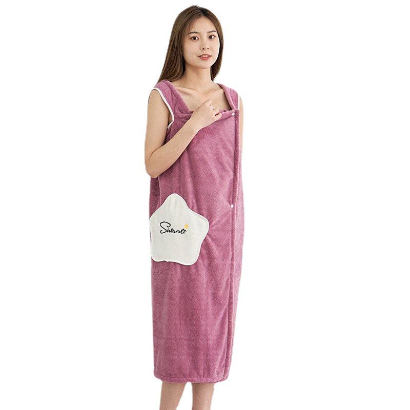 Women's Star Style Coral Fleece Bath Skirt - Absorbent, Non-shedding, Wearable Bathrobe