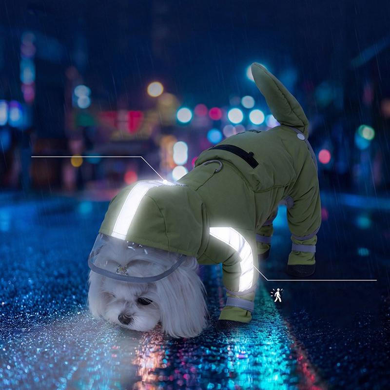 Popular Dog Raincoat Small And Medium-sized Dog Rainy Day Outdoor Clothes Teddy All Inclusive Waterproof Four Legged Clothes