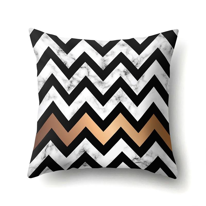 Polyester Pillow Case Nordic Ins Style Marble Geometric Printed Peach Leather Velvet Living Room Sofa Pillow Case