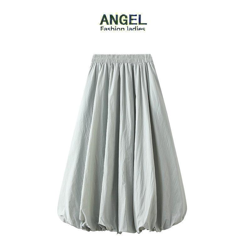 

High-Waisted Tulip Lantern Midi Skirt for Women One Size