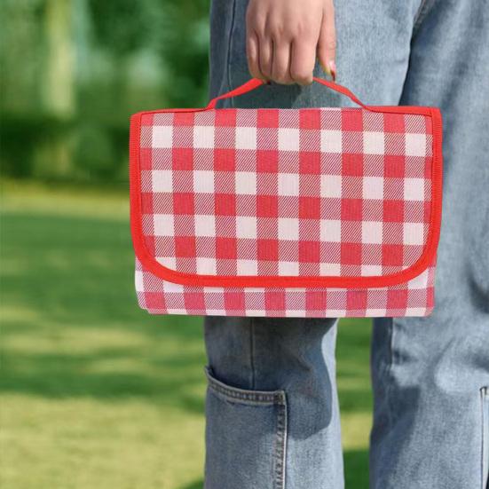 Foldable Picnic Mat Waterproof Sand Blanket Extra Large Picnic Rug Healthy Odor-Free Fabric Yellow Red Stripe Blanket for Beach