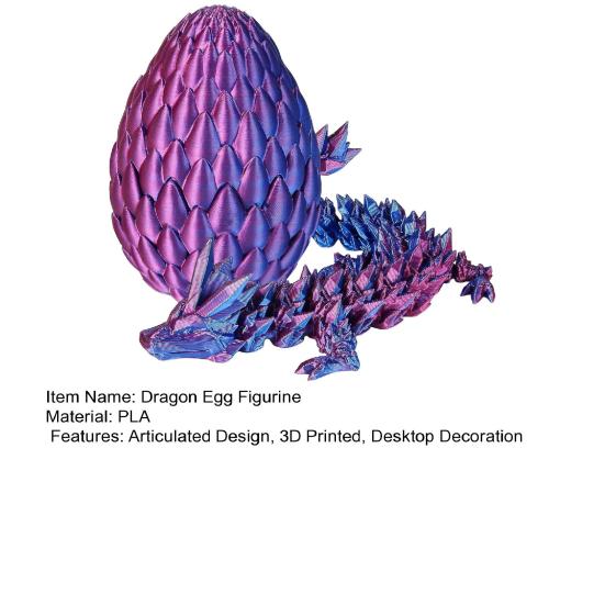 3D Printed Dragon Egg Toy Movable Joints Articulated Dragon Figurine Model Toy Desktop Decoration Kids Adults Collection Gifts