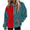 Unisex Color Block Hoodie with Pockets - Long Sleeve Flannel Pullover