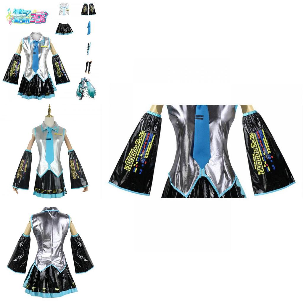 Hatsune Miku Vocaloid Pu Cosplay Top Kleid Krawatten Set für Weihnachtsshow