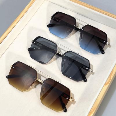 Gafas de Sol Cuadradas Vintage Mujer Clásico Retro Espejo Degradado Sin Montura Gafas de Sol Moda Femenina Sin Montura