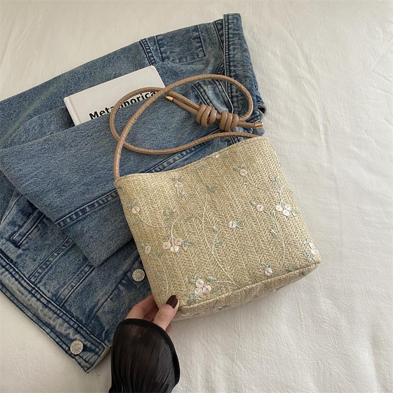 Trendy Woven Commuter Handbag For Women With Elegant Design Ideal For Daily Use Khaki