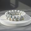 Elegant Semi-Precious Stone Beaded Bracelet - Light Luxury, High-End, Versatile Elastic Round Beads for Couples
