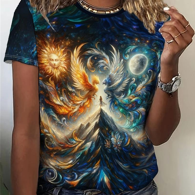 Summer Fashion Women's T-Shirt 3D Printed Short Sleeve Tops Girl Loose Casual Loose Oversize Outdoor Clothing