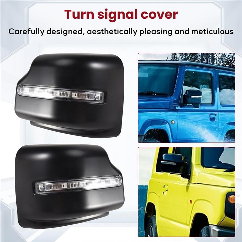 A51K-Car Rear View Mirror Cover Side Wing Mirror Cap Shell With Turn Signal Light For Suzuki Jimny Jb64 JB74 2018-