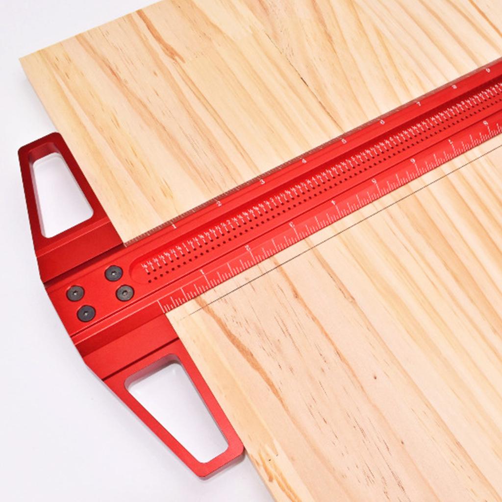 Woodworking Scriber T-Square Ruler Aluminum Carpenter Edge Line Hole Marking Guiding Straight EdgeMetric Measuring Tools
