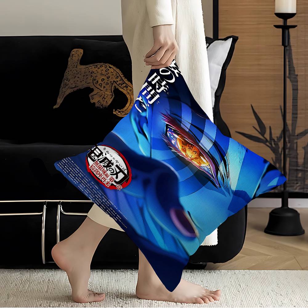 Japanese Anime Akaza D-Demon Slayer Cushion Cover Car Throw Pillow Case For Sofa Car Christmas Gift 40x40cm 45x45cm