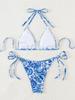 Printed Tie Side Sexy Two Piece Bikini Swimsuit Elegant Fashion For Beach Vacation