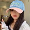 Korean soft-top, deep and wide brim denim color-block baseball cap for women, makes the face look smaller, sun protection and sunshade duckbill cap
