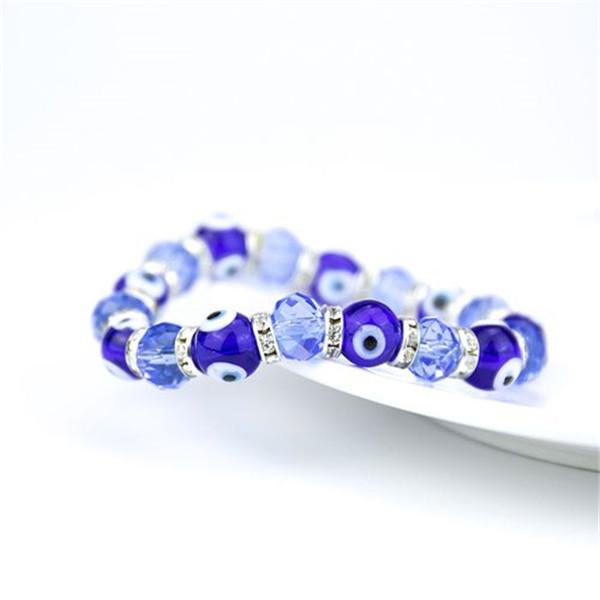 Malocchio Bracciale 8mm 10mm 12mm Vetro Perlina Blu - Foto 7