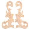 2Pcs Floral Wood Applique Corner Onlay DIY Wooden Carved Corner Furniture Wall Fireplace Decorative Unpainted Wood Carving Decal