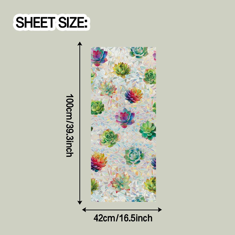 

Вырезанные лазером переливающиеся декоративные статические наклейки с суккулентами для дома, балконов и стеклянных дверей и окон 42*100CM