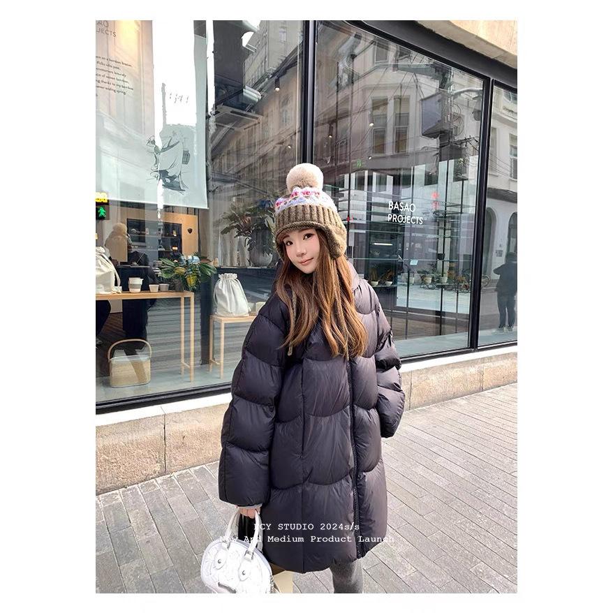 Cloud puff down cotton-padded jacket for women's winter new medium and long small lazy cotton-padded jacket