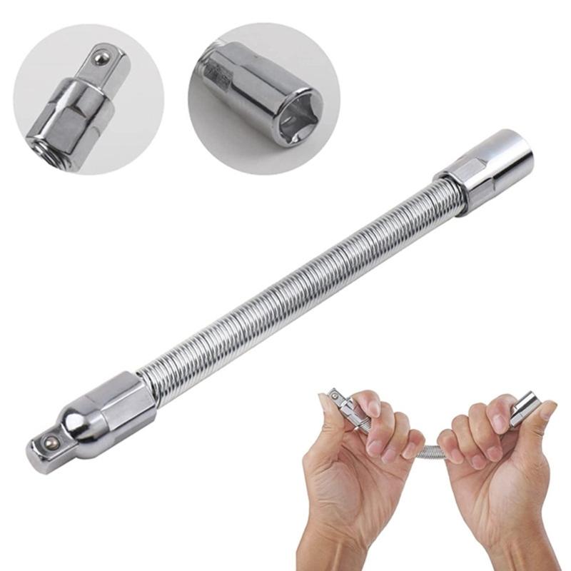 Set of 3 Wrench Sleeve Extension Rod Bendable Socket Tool Kit Bendable Drive Head Adapters for Automotive and Home Use