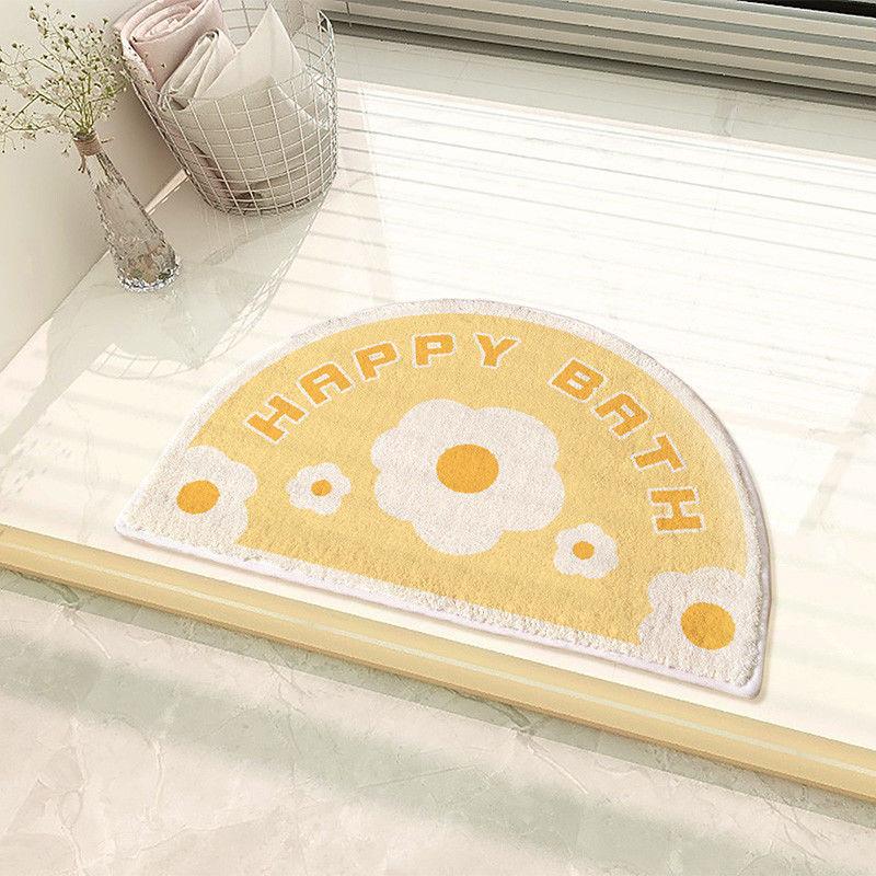 Ins Sleek Semicircular Moisture-wicking Bathroom Floor Mat Thickened Non Slip Carpet Bathroom Toilet Toilet Toilet Door Foot Mat 50 * 80cm