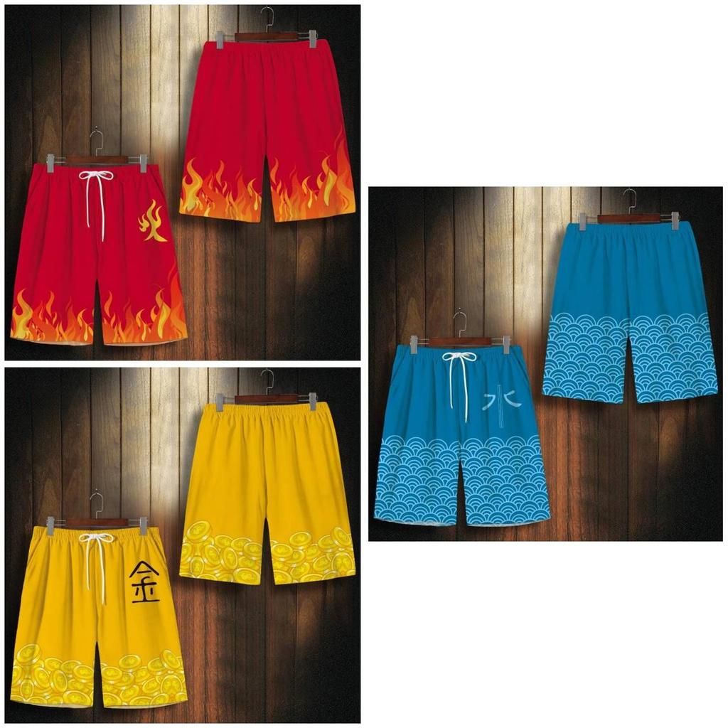 Chinese Fire Flame Wave Money Coin Muay Thai Kickboxing Training Shorts Print Martial Art Boxer Unisex Men Women Fighting Fitness Sport Gym Workout