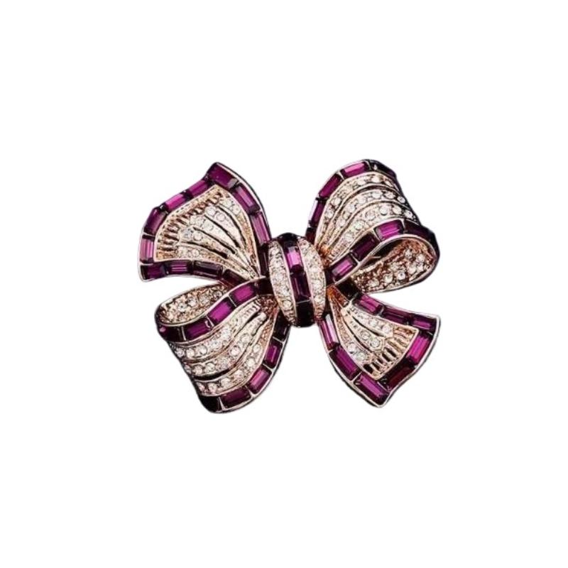 

Chic Bowknot Brooch For Men Women Fashion Luxury Rhinestone Bow Brooches Pins Jewelry Accessories Party Gifts 2026 фіолетовий