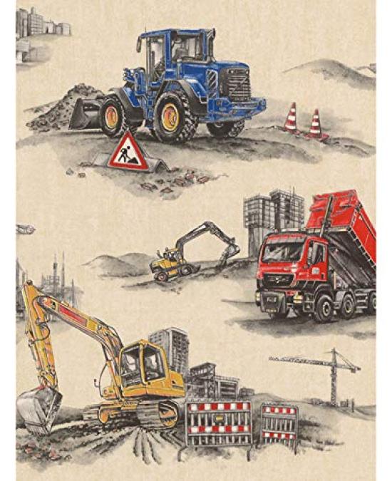 

3500 Wallpaper Wall Paper Working Cars Construction Vehicles Heavy Machinery Dump Truck Excavator Wheel Loader 53cm x 1005cm [Used]