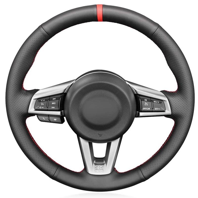 Car Steering Wheel Cover For Mazda MX-5 Ized Hand Sewn Diy Black  Leather Automobiles Interior Accessory Decoration